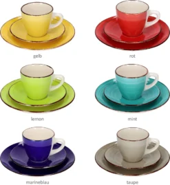 18tlg Kaffeeservice Malaga Kaffee Tee-Gedeck 6Pers Kaffeetassen Dessertteller Abstrakt Handbemalt -Esstisch Lieferungen Rabatte 01ebcafbffbd5423d4119c012ee08a68