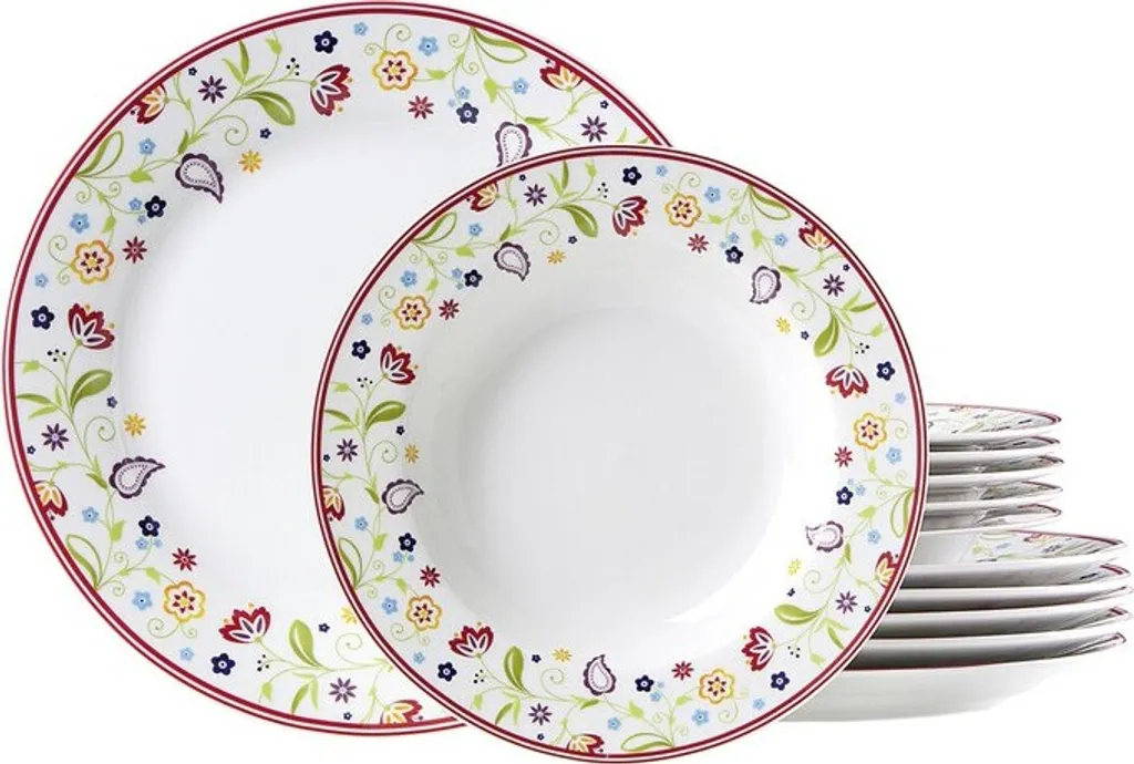 Flirt By R&B 17977 'Doppio Shanti' Tafelservice, Bunt/weiß, 12-teilig (1 Set)