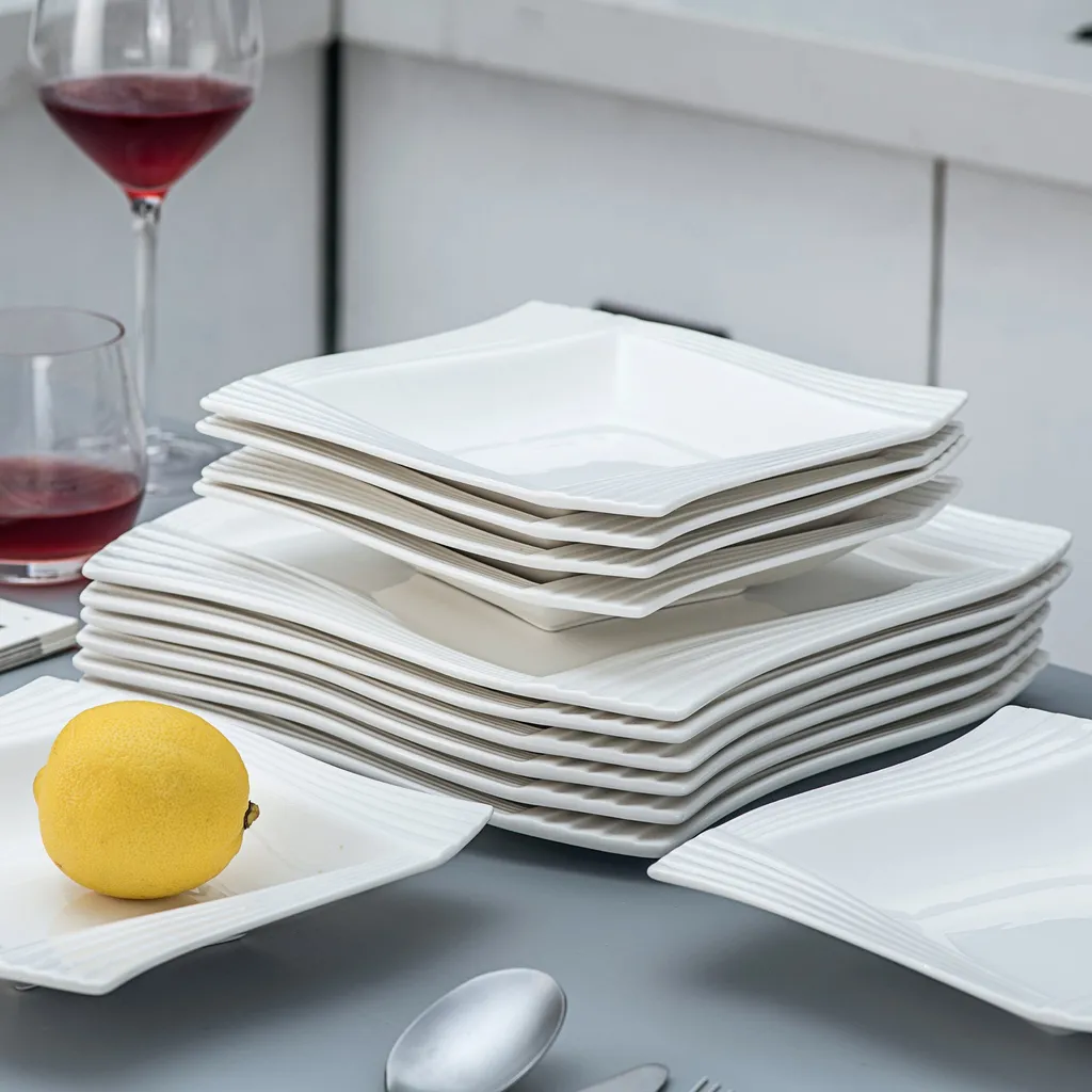 MALACASA, Serie Amparo, Cremeweiß Porzellan Tafelservice 12 Tlg. Set Speiseteller Und Suppenteller Geschirrset Für 6 Personen 9 MALACASA, Serie Amparo, Cremeweiß Porzellan Tafelservice 12 Tlg. Set Speiseteller Und Suppenteller Geschirrset Für 6 Personen – Bild 7