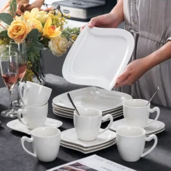MALACASA, Serie Elvira, 36 Teilig Cremeweiß Porzellan Geschirrset Tafelservice Kaffeeservice Mit Tassen, Untertassen, Dessertteller Für 12 Person -Esstisch Lieferungen Rabatte 161fd2150daed9339b4e461aba56f55f