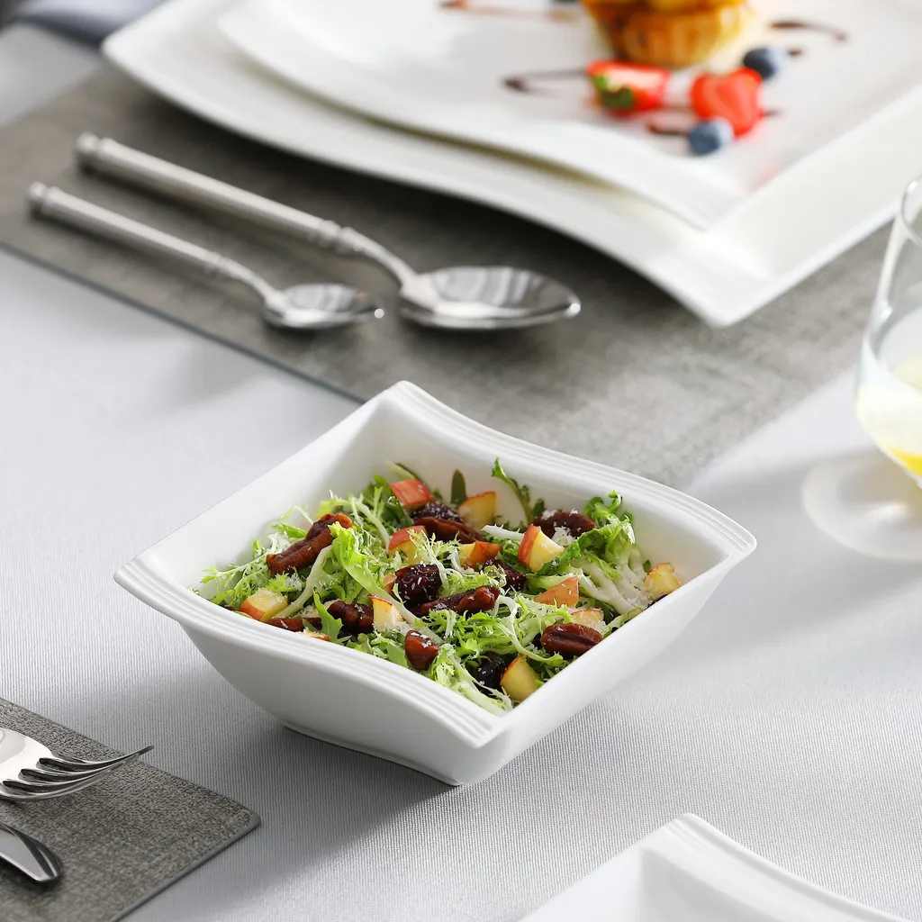 MALACASA, Serie Flora, 26 Tlg. Cremeweiß Porzellan Geschirrset Kombiservice Tafelservice Mit 6 Schalen, 6 Dessertteller, 6 Suppenteller, 6 Speiseteller Und 2 Rechteckigen Platten 8 MALACASA, Serie Flora, 26 Tlg. Cremeweiß Porzellan Geschirrset Kombiservice Tafelservice Mit 6 Schalen, 6 Dessertteller, 6 Suppenteller, 6 Speiseteller Und 2 Rechteckigen Platten – Bild 6