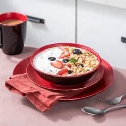 Vancasso Tafelservice Steinzeug, Allegro 16 Teiliges Essgeschirr Kombiservice, Handbemaltes Geschirrset Für 4 Personen, Vintage Rot -Esstisch Lieferungen Rabatte 1b83342f95e6ac927fdabdaa7d543ab2