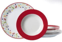 Flirt Tafelservice Doppio Mit Rotem Rand 12-teilig, Porzellan -Esstisch Lieferungen Rabatte 1de01d9dca993213f4126990023ea981