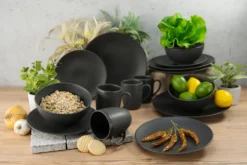 CreaTable 23145 Kombiservice Soft Touch Black Für 4 Personen, Steinzeug, Schwarz (1 Set, 16-teilig) -Esstisch Lieferungen Rabatte 1eac4086b9cd9835f7df10452836c4f9