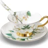 Panbado Floral Kaffeetassen Aus Premium Bone China Porzellan, Beinhaltet 1 Tassen 200 Ml, 1 Untertassen, Und 1 Löffel -Esstisch Lieferungen Rabatte 1f35b672f4ee70274e6ffa21f647237c