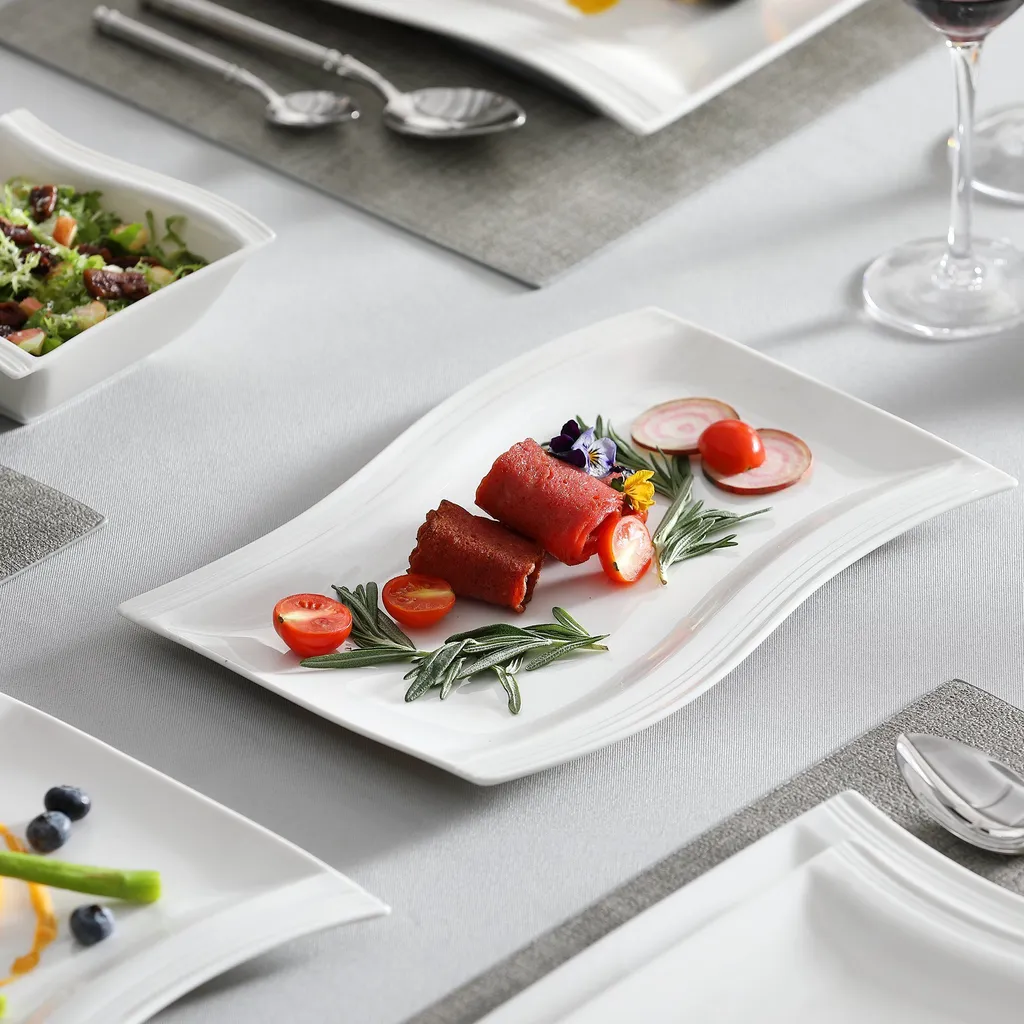 MALACASA, Serie Flora, 26 Tlg. Cremeweiß Porzellan Geschirrset Kombiservice Tafelservice Mit 6 Schalen, 6 Dessertteller, 6 Suppenteller, 6 Speiseteller Und 2 Rechteckigen Platten 7 MALACASA, Serie Flora, 26 Tlg. Cremeweiß Porzellan Geschirrset Kombiservice Tafelservice Mit 6 Schalen, 6 Dessertteller, 6 Suppenteller, 6 Speiseteller Und 2 Rechteckigen Platten – Bild 5