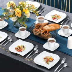 MALACASA, Serie Elvira, 36 Teilig Cremeweiß Porzellan Geschirrset Tafelservice Kaffeeservice Mit Tassen, Untertassen, Dessertteller Für 12 Person -Esstisch Lieferungen Rabatte 24bb276353cbd9b4888d8e3a58af97ee