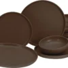 CreaTable, 23659, Serie Uno Braun, Geschirrset, Teller Set 12 Teilig, Farbe:Braun