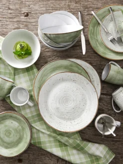 WELLCO Kombiservice Pur 24teilig Grün/grau -Esstisch Lieferungen Rabatte 26da5755deb9ab464d828c8e147b3011