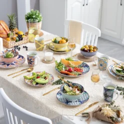 Vancasso Tafelservice Porzellan, JASMIN 16 Teiliges Essgeschirr Kombiservice, Handbemaltes Geschirrset Für 4 Personen, Böhmischer Stil -Esstisch Lieferungen Rabatte 2a1e755f3b57ce40494c31afb290fb56