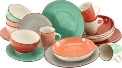 CreaTable 22853 Kombiservice Bella Casa Fashion Für 4 Personen, Steingut, Mehrfarbig (1 Set, 16-teilig) -Esstisch Lieferungen Rabatte 2a69fd701b9a882c610505d3f6e09f7d