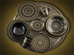 CreaTable 23588 Tafelservice Mandala Für 4 Personen, Steinzeug, Schwarz/gold (1 Set, 12-teilig) -Esstisch Lieferungen Rabatte 30d526b6de395a8443e5b4edde69e605