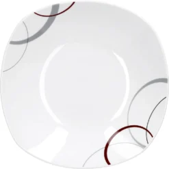 Tafelservice Palazzo 12tlg. - Weiß MitNachbildung-Kreisen In Grau Und Dunkelrot - Für 6 Personen -Esstisch Lieferungen Rabatte 359508a836fdd14af2712d14574324ad