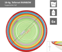 Tellerset Rainbow 18-tlg. 6 Personen Steingut Tafelservice Dessertteller Speiseteller Suppenteller -Esstisch Lieferungen Rabatte 36652aedffbd6ddb5e438b7d14adbcc9