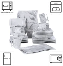 MALACASA, Serie Flora, 32 Tlg. Marmor Porzellan Geschirrset Kombiservice Tafelservice Mit 6 Schalen, 6 Dessertteller, 6 Suppenteller, 6 Speiseteller, 6 Becher Und 2 Rechteckige Servierplatte -Esstisch Lieferungen Rabatte 3ec9c278c9612da885c6aa818e1e681a