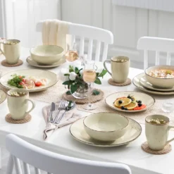 Vancasso Tafelservice Set, Navia Geschirrset Aus Steingut, 16 Teilig Kombiservice, Vintage Aussehen, Natur Design -Esstisch Lieferungen Rabatte 3fcc1b19b672d32cd61a0fdd8deacb1f