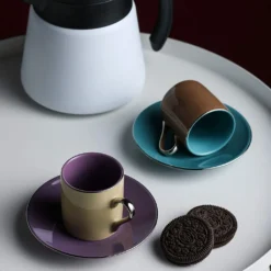 Artvigor, Porzellan Kaffeeservice, Bunt 12 Teilig Kaffee Set, Mit 6 Espressotassen 80 Ml, 6 Untertassen, Mehrfarbig -Esstisch Lieferungen Rabatte 43182232cb14a277f3be08c056bc4b80