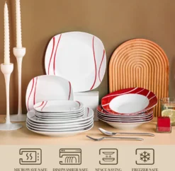 MALACASA, Serie Felisa, 36 Tlg. Set Porzellan Geschirrset Tafelservice Mit 12 Speiseteller, 12 Dessertteller, 12 Suppenteller Für 12 Personen -Esstisch Lieferungen Rabatte 45009cb1984b3f1d2b86a2087161c102