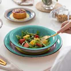 Tafelservice Steingut, Vancasso ARCO 36-teiliges Kombiservice Set, Vintage Geschirrservice Mit Je 12 Speiseteller, Kuchenteller Und Suppenteller, Für 12 Personen, Regenbogen Stil -Esstisch Lieferungen Rabatte 46f6df9a798794b9d6fa133999f6c0b9