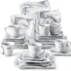 MALACASA, AMPARO 30 Tlg. Marmor Porzellan Geschirrset Kombiservice Tafelservice Mit Kaffeetassen, Unterteller, Dessertteller, Suppenteller, Speiseteller Für 6 Personen -Esstisch Lieferungen Rabatte 49d26ca83eb86e7877bbcbb1c8d16c18