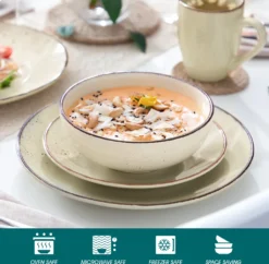 Vancasso Tafelservice Set, Navia Geschirrset Aus Steingut, 16 Teilig Kombiservice, Vintage Aussehen, Natur Design -Esstisch Lieferungen Rabatte 4a1159a107b1cc0e35479932ff32c9da