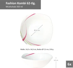 Kombiservice 62 Tlg. Fashion, Eckige Form -Esstisch Lieferungen Rabatte 4e787208a61fcab2527cc5c418e7fcde