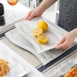 MALACASA, Serie Flora, 32 Tlg. Marmor Porzellan Geschirrset Kombiservice Tafelservice Mit 6 Schalen, 6 Dessertteller, 6 Suppenteller, 6 Speiseteller, 6 Becher Und 2 Rechteckige Servierplatte -Esstisch Lieferungen Rabatte 4ebb4d4ccc632ff85b9c2e7bdc1fe465