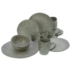 CreaTable 23770 Kombiservice Granit Für 4 Personen, Steinzeug (1 Set, 16-teilig)