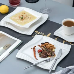 MALACASA, Serie Amparo, Porzellan Tafelservice 24 Tlg. Kombiservice 12 Speiseteller Und 12 Suppenteller Für 12 Personen -Esstisch Lieferungen Rabatte 637584938fbf7fa968d205072c53eb55