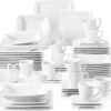 MALACASA, Serie Blance, 60 Tlg. Cremeweiß Porzellan Geschirrset Kombiservice Tafelservice Mit Je 12 Kaffeetassen, 12 Untertassen, 12 Dessertteller, 12 Suppenteller Und 12 Flachteller -Esstisch Lieferungen Rabatte 69ac48b3cb9e6ebfc23c3aea849905a0