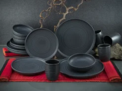 CreaTable 23860 Kombiservice Uno Für 4 Personen, Steinzeug, Schwarz (1 Set, 16-teilig) -Esstisch Lieferungen Rabatte 6a25c0fbb221cf788a92dc01be78d3a3