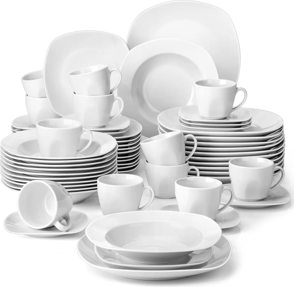 MALACASA, Serie Elisa, 60 Tlg. Porzellan Tafelservice Geschirrset Mit 12 Kaffeetassen, 12 Untertassen, 12 Dessertteller, 12 Suppenteller, 12 Essteller 3 MALACASA, Serie Elisa, 60 Tlg. Porzellan Tafelservice Geschirrset Mit 12 Kaffeetassen, 12 Untertassen, 12 Dessertteller, 12 Suppenteller, 12 Essteller