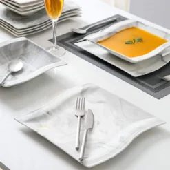 MALACASA, Serie Flora, Marmor Porzellan Tafelservice 24 Teiligen Set Kombiservice Geschirrset Mit 12 Speiseteller Und 12 Suppenteller Für 12 Personen -Esstisch Lieferungen Rabatte 6d96bf2ed5aad77780b6303ed4ea1aa5
