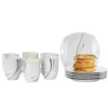 Van Well Frühstücksservice Silver Night, 12tlg 6 Personen, 6 Kaffeebecher + 6 Teller, Linien-Dekor -Esstisch Lieferungen Rabatte 705b84e2edb0e771d93bb7d75c9f2882