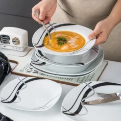 VEWEET, Serie 'Fiona', 100-teilig Porzellan Tafelservice Set, Kombiservice Mit Dessertteller, Speiseteller, Suppenteller, Müslischalen, Kaffeebecher, Kaffeetassen Set, Eierbecher, Milch- Und Zuckerset -Esstisch Lieferungen Rabatte 756ac0eabb22b74e42ad80d4bebed065