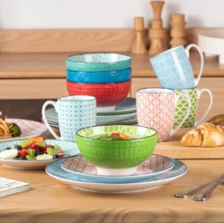 Vancasso Macaron Porzellan Kombiservice, 16 Teilig Geschirrset, Mit Je 4 Speiseteller, Dessertteller, Müslischalen Und Kaffeebecher Für 4 Personen -Esstisch Lieferungen Rabatte 7c806f53d976f7a7d23ed9d828436b42