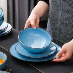 Vancasso Serie Navia Oceano, 16 Teilig Essservice Set Aus Steingut, Tafeiservice Für 4 Personen, Wasserblau, Vintage Aussehen, Natur Design -Esstisch Lieferungen Rabatte 80fd2e7fc18074223039d021983ec282