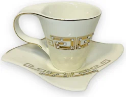 12-teiliges Medusa Mäander Kaffeeservice Mit Goldschliff Kaffeetassen Für 6 Personen 6 Tassen + 6 Untertassen Weiß-Gold Genießen Servieren Kaffee -Esstisch Lieferungen Rabatte 85fdbcbedd792d1d0906c46437521041