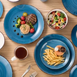 Vancasso Bella Steinzeug Kombiservice, 16 Teilig Geschirrset Für 4 Personen, Mit Je 4 Dessertteller, Speiseteller, Müslischalen, Kaffeebecher, Blau -Esstisch Lieferungen Rabatte 86bec15474fdf6da803b7104160fdbe4