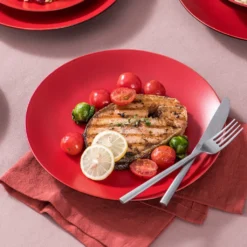 Vancasso Tafelservice Steinzeug, Allegro 16 Teiliges Essgeschirr Kombiservice, Handbemaltes Geschirrset Für 4 Personen, Vintage Rot -Esstisch Lieferungen Rabatte 88b68b81633c725b4c801202599a94dc