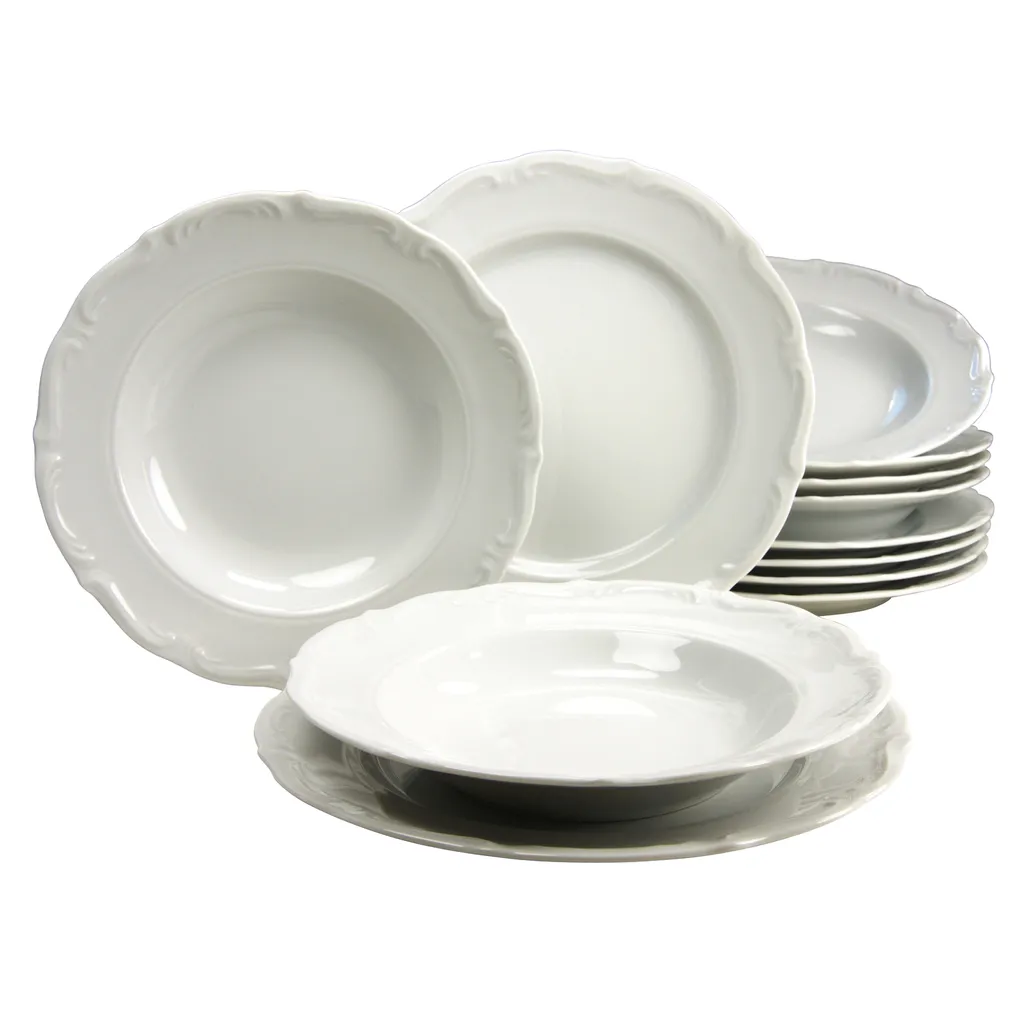 CreaTable 16137 Tafelservice Maria Theresia Für 6 Personen, Porzellan, Weiß (1 Set, 12-teilig)