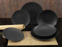 CreaTable 23211 Tafelservice Elements Collection Vesuvio Black Für 4 Personen, Steinzeug, Schwarz/grau (1 Set, 12-teilig) -Esstisch Lieferungen Rabatte 8df7e9a1d2930c487d6964ed565fb73f