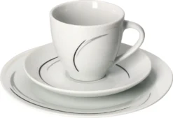 Van Well 18tlg. Kaffee-Service Home Für 6 Personen I 6x Tasse 180ml, 6x Untertasse + 6x Kuchenteller I Porzellan-Geschirr Mit Streifen In Grau, Schwarz & Creme I Kaffeepott, Dessert-Teller -Esstisch Lieferungen Rabatte 93e3a3679f240aa7658a3c0cc373ddf4