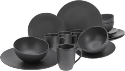 CreaTable 23145 Kombiservice Soft Touch Black Für 4 Personen, Steinzeug, Schwarz (1 Set, 16-teilig) -Esstisch Lieferungen Rabatte 954c77772588db62904e12ac4b7d6c96