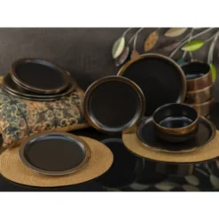 CreaTable 23594 Kombiservice Modern Industrial Für 4 Personen, Steinzeug, Schwarz/gold (1 Set, 12-teilig) -Esstisch Lieferungen Rabatte 960afec047ec7ee4c6670a7a44451977