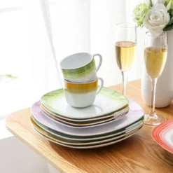 VEWEET Tafelservice 'SPARK' Aus Porzellan, 60-tlg Kombiservice, Kaffeetassen, Untertasse, Dessertteller, Speiseteller Und Suppenteller, Komplettservice Für 12 Personen -Esstisch Lieferungen Rabatte 964d7497d0646f45ec7ff2e633962fff