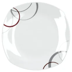 Frühstücksset Palazzo 12tlg. - 6 Teller á 19cm Und 6 Becher á 33cl Aus Weißem Porzellan MitNachbildung-Kreisen In Grau Und Dunkelrot - Für 6 Personen -Esstisch Lieferungen Rabatte 965479e4478340b55578ed7566024d54 1
