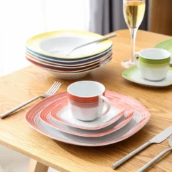 VEWEET Tafelservice 'SPARK' Aus Porzellan, 60-tlg Kombiservice, Kaffeetassen, Untertasse, Dessertteller, Speiseteller Und Suppenteller, Komplettservice Für 12 Personen -Esstisch Lieferungen Rabatte 974f34bf3ba1da919b2438fbb3d659bb