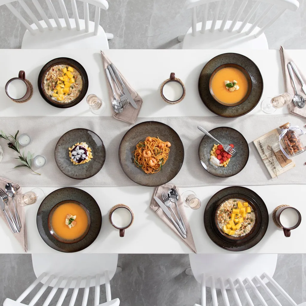 Tafelservice Steinzeug, Vancasso 16-St BUBBLE Kombiservice, Geschirrset Mit Müslischalen, Kaffeetassen, Dessertteller Und Speiseteller Für 4 Personen, Vintage 11 Tafelservice Steinzeug, Vancasso 16-St BUBBLE Kombiservice, Geschirrset Mit Müslischalen, Kaffeetassen, Dessertteller Und Speiseteller Für 4 Personen, Vintage – Bild 9