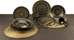CreaTable 23588 Tafelservice Mandala Für 4 Personen, Steinzeug, Schwarz/gold (1 Set, 12-teilig) -Esstisch Lieferungen Rabatte 9ae3a3412e5d7c36b714f440cbaa8748